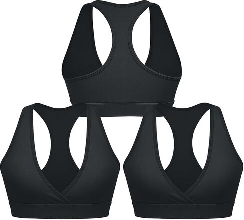 Sports Bra for Women Crossover V-Neck Racerback Yoga Bra Padded Workout Gym Athletic Fitness Bras 3 Pack in Saudi Arabia