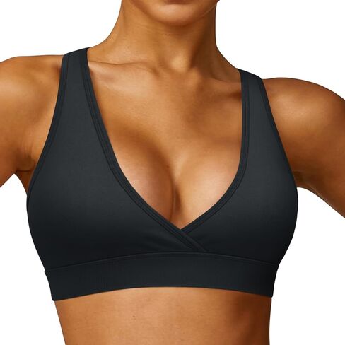 Sports Bra for Women Crossover V-Neck Racerback Yoga Bra Padded Workout Gym Athletic Fitness Bras 3 Pack in Saudi Arabia