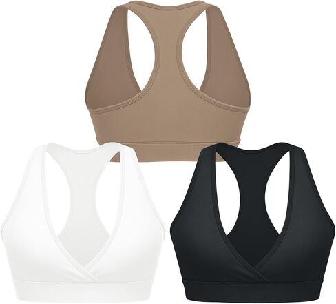 Sports Bra for Women Crossover V-Neck Racerback Yoga Bra Padded Workout Gym Athletic Fitness Bras 3 Pack in Saudi Arabia