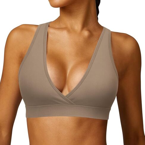 Sports Bra for Women Crossover V-Neck Racerback Yoga Bra Padded Workout Gym Athletic Fitness Bras 3 Pack in Saudi Arabia