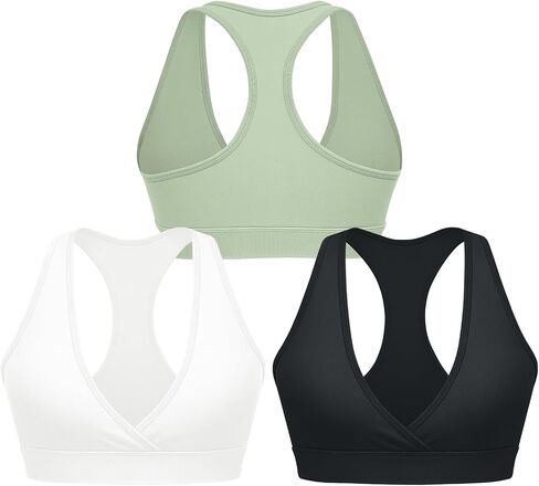Sports Bra for Women Crossover V-Neck Racerback Yoga Bra Padded Workout Gym Athletic Fitness Bras 3 Pack in Saudi Arabia
