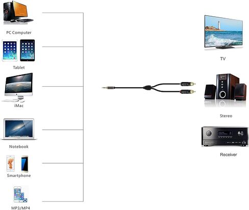 [10Feet] iXCC Gold Plated 3.5mm 1/8" TRS to Dual 6.35mm 1/4" TS Mono Y-Cable Splitter Cord for iPhone, iPod, Computer Sound Cards, CD Players, Multimedia Speakers and Home Stereo Systems in Saudi Arabia