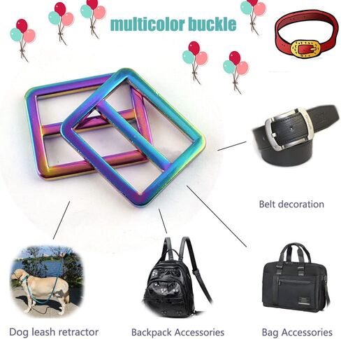 Rainbow Metal Slide Buckle - 25mm Metal Adjustable Rectangular Buckle Dog Collar Backpack Wallet Hardware Belt in Saudi Arabia