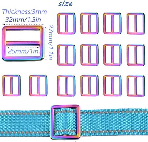 Rainbow Metal Slide Buckle - 25mm Metal Adjustable Rectangular Buckle Dog Collar Backpack Wallet Hardware Belt in Saudi Arabia