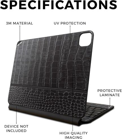 Skin Compatible with Apple Magic Keyboard for iPad Pro 13‑inch (M4) 2024 - Black Gator Skin - Premium 3M Vinyl Protective Wrap Decal Cover - Easy to Apply | Crafted in The USA by MightySkins in Kuwait