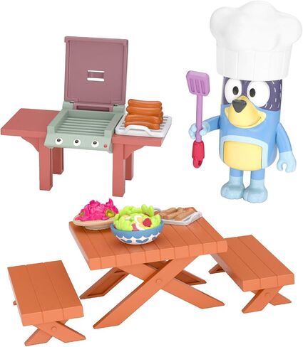 Bluey Dad Backyard BBQ - Bandit 2.5" Figure with Playset, Multicolor, 13030 in Saudi Arabia