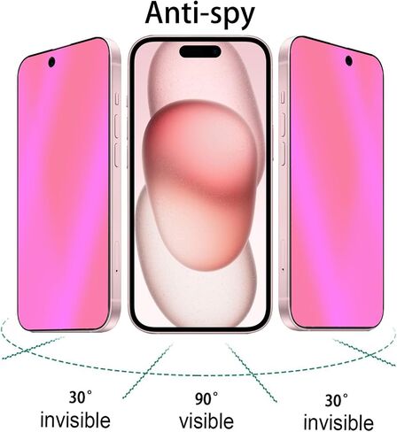 2 حزمة من الزجاج المقسى المضاد للخصوصية باللون الأزرق لهاتف iPhone 15 Plus مقاس 6.7 بوصة واقي شاشة مضاد للتجسس ومضاد للرؤية مطلي بالكهرباء متدرج ملون in Kuwait