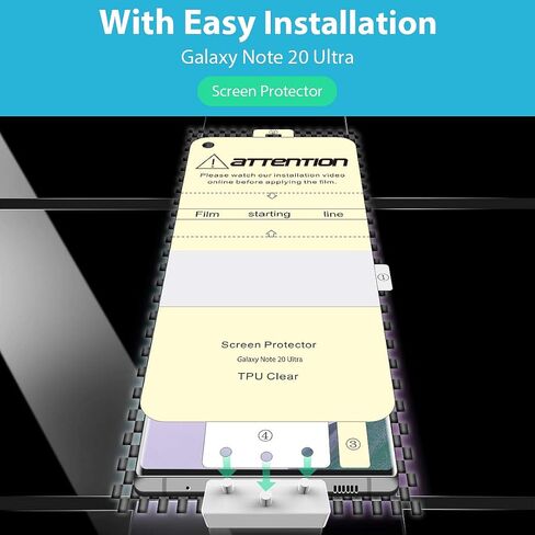 [2+2 Pack] LϟK Compatible for Samsung Galaxy Note 20 5G SM-N9810, 2 Pack Flexible TPU Film Screen Protector & 2 Pack Camera Lens Protector Alignment Frame HD Clear Bubble Free Flexible TPU Film in Kuwait
