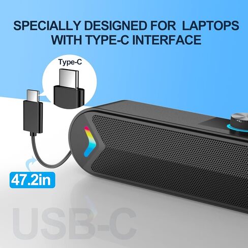 مكبر صوت LENRUE A39PRO للكمبيوتر المحمول، يعمل بالطاقة من النوع C وإدخال الصوت، صوت واضح 10 وات، التوصيل والتشغيل، بدون تأخير الصوت (اتصال من النوع C) in Kuwait