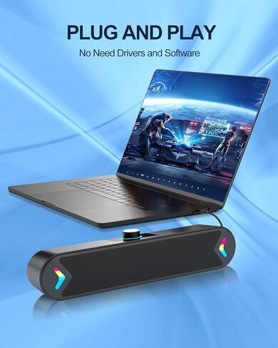 مكبر صوت LENRUE A39PRO للكمبيوتر المحمول، يعمل بالطاقة من النوع C وإدخال الصوت، صوت واضح 10 وات، التوصيل والتشغيل، بدون تأخير الصوت (اتصال من النوع C) in Kuwait
