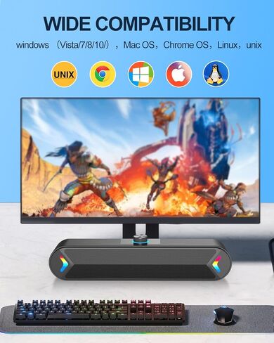 مكبر صوت LENRUE A39PRO للكمبيوتر المحمول، يعمل بالطاقة من النوع C وإدخال الصوت، صوت واضح 10 وات، التوصيل والتشغيل، بدون تأخير الصوت (اتصال من النوع C) in Kuwait