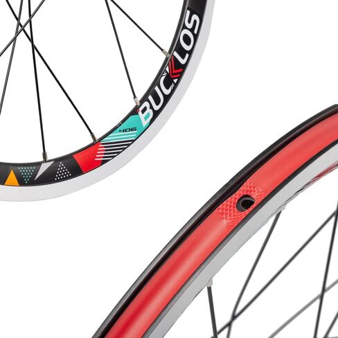 BUCKLOS Folding Bike Wheelset 20 inch 406 451 Black/Red Aluminum Alloy Wheels, V Brake/Disc Brake Quick Release 20H Bicycle Wheelset for 7 8 9 10 11 Speed Cassette in Saudi Arabia