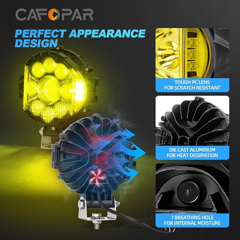 مصابيح الطرق الوعرة لشاحنات جيب وسيارات الدفع الرباعي وأضواء القيادة الجانبية وأضواء الضباب، بقعة أضواء سيارة كهرمانية مقاس 7 بوصات، 16,000 لومن + سطوع 200%، 3300 كلفن كهرمان بارد وأبيض، عبوة من قطعتين in Kuwait