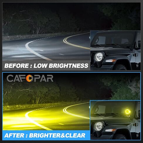 مصابيح الطرق الوعرة لشاحنات جيب وسيارات الدفع الرباعي وأضواء القيادة الجانبية وأضواء الضباب، بقعة أضواء سيارة كهرمانية مقاس 7 بوصات، 16,000 لومن + سطوع 200%، 3300 كلفن كهرمان بارد وأبيض، عبوة من قطعتين in Kuwait