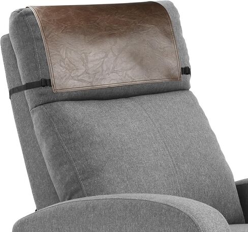 Recliner Slipcover with Headrest Protector, 14.5x23 Inches, Stain Resistant Faux Leather, Brown in Saudi Arabia