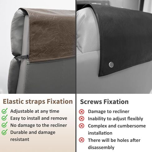 Recliner Slipcover with Headrest Protector, 14.5x23 Inches, Stain Resistant Faux Leather, Brown in Saudi Arabia