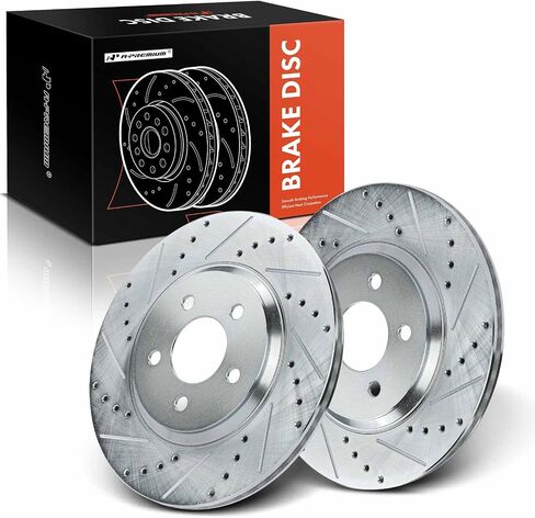 A-Premium 12.43 Inch (315.6mm) Front Drilled and Slotted Disc Brake Rotors Set Compatible with Select Ford Models - Mustang 2005-2014, 3.7L 4.0L 4.6L 2-PC Set in Saudi Arabia