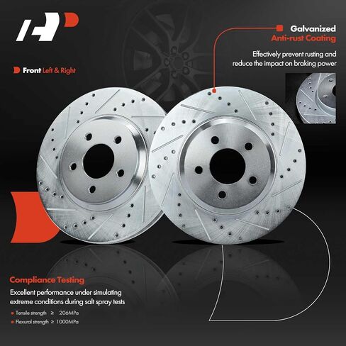 A-Premium 12.43 Inch (315.6mm) Front Drilled and Slotted Disc Brake Rotors Set Compatible with Select Ford Models - Mustang 2005-2014, 3.7L 4.0L 4.6L 2-PC Set in Saudi Arabia