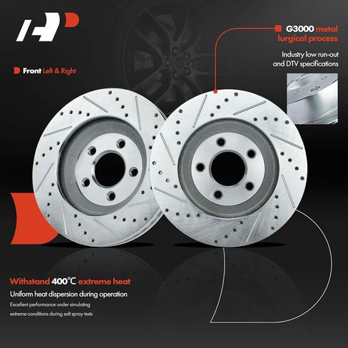 A-Premium 12.43 Inch (315.6mm) Front Drilled and Slotted Disc Brake Rotors Set Compatible with Select Ford Models - Mustang 2005-2014, 3.7L 4.0L 4.6L 2-PC Set in Saudi Arabia