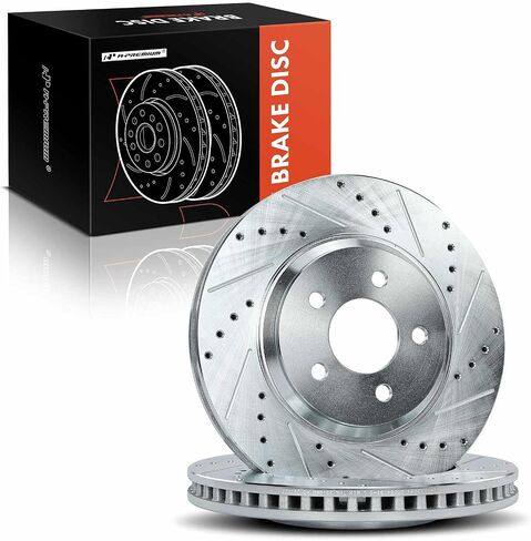 A-Premium 12.43 Inch (315.6mm) Front Drilled and Slotted Disc Brake Rotors Set Compatible with Select Ford Models - Mustang 2005-2014, 3.7L 4.0L 4.6L 2-PC Set in Saudi Arabia