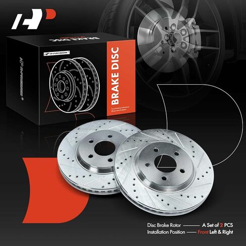 A-Premium 12.43 Inch (315.6mm) Front Drilled and Slotted Disc Brake Rotors Set Compatible with Select Ford Models - Mustang 2005-2014, 3.7L 4.0L 4.6L 2-PC Set in Saudi Arabia