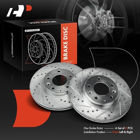 A-Premium 12.60 inch (320mm) Front Drilled and Slotted Disc Brake Rotors Compatible with Select Audi Models - A4 2012-2016, A4 Quattro, Q5, A5, A5 Quattro, A6, A6 Quattro, A7 Quattro, 2-PC Set in Saudi Arabia