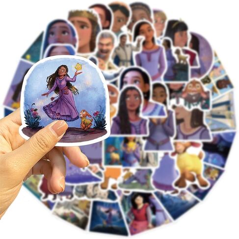50 قطعة من ملصقات Wish Kids حزمة ملصقات أفلام ديزني ملصقات شخصيات كرتونية لطيفة للأطفال والمراهقين والبالغين ملصقات آشا مقاومة للماء من الفينيل لزجاجة المياه وأمتعة الكمبيوتر المحمول (رغبة) in Kuwait
