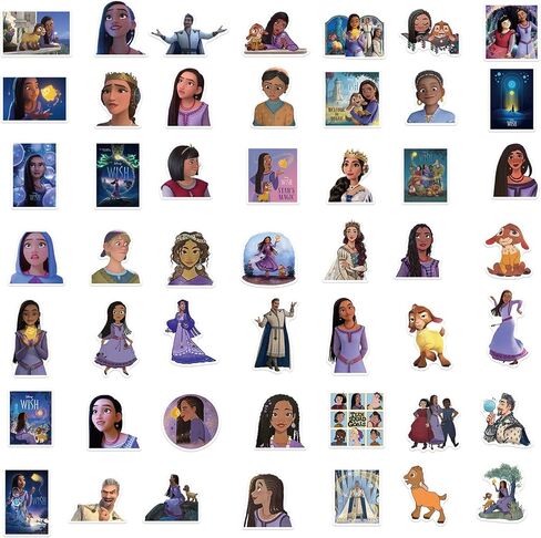 50 قطعة من ملصقات Wish Kids حزمة ملصقات أفلام ديزني ملصقات شخصيات كرتونية لطيفة للأطفال والمراهقين والبالغين ملصقات آشا مقاومة للماء من الفينيل لزجاجة المياه وأمتعة الكمبيوتر المحمول (رغبة) in Kuwait