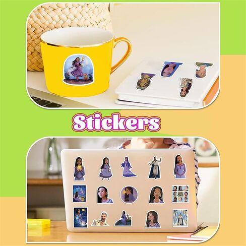 50 قطعة من ملصقات Wish Kids حزمة ملصقات أفلام ديزني ملصقات شخصيات كرتونية لطيفة للأطفال والمراهقين والبالغين ملصقات آشا مقاومة للماء من الفينيل لزجاجة المياه وأمتعة الكمبيوتر المحمول (رغبة) in Kuwait