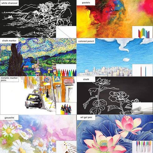 Black Sketch Pad, 5.5 x 8.5 inches, 30 Sheets (92lb/150gsm) Heavyweight Drawing Paper with Hard Cover & Spiral Bound, Perfect for Colored Pencil, Oil Pastel, Graphite, Gel Pen, Ink, Charcoal, Chalk in Saudi Arabia