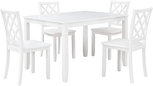 New Classic Furniture Trellis 5-Piece Solid Wood Dining Table Set, White in Saudi Arabia