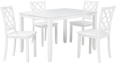 New Classic Furniture Trellis 5-Piece Solid Wood Dining Table Set, White in Saudi Arabia