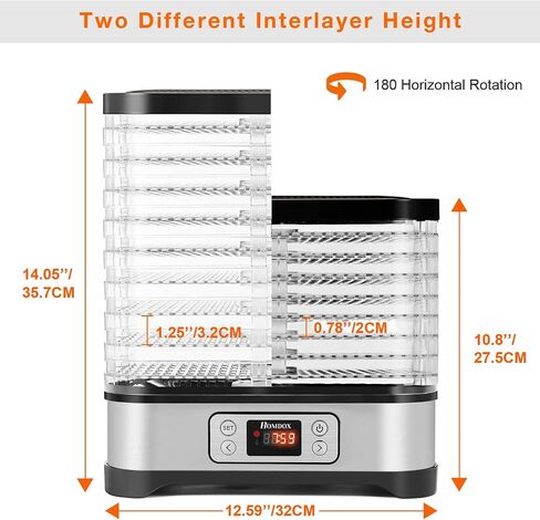 Food Dehydrator Machine, 400W Electric Fruit Dryer with 8 Trays, Digital Timer and Temperature Control, for Jerky/Meat/Beef/Vegetable in Saudi Arabia