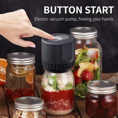 GeRRiT Electric Mason Jar Vacuum Sealer، جرة الطعام المنزلية فراغ السدادة لتعليب الجرار، مجموعة مانعة للتسرب فراغ جرة ميسون مع أغطية ماسون واسعة ومنتظمة الفم in Saudi Arabia