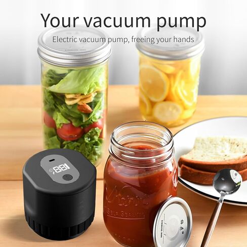 GeRRiT Electric Mason Jar Vacuum Sealer، جرة الطعام المنزلية فراغ السدادة لتعليب الجرار، مجموعة مانعة للتسرب فراغ جرة ميسون مع أغطية ماسون واسعة ومنتظمة الفم in Saudi Arabia