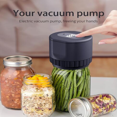 GeRRiT Electric Mason Jar Vacuum Sealer، جرة الطعام المنزلية فراغ السدادة لتعليب الجرار، مجموعة مانعة للتسرب فراغ جرة ميسون مع أغطية ماسون واسعة ومنتظمة الفم in Saudi Arabia