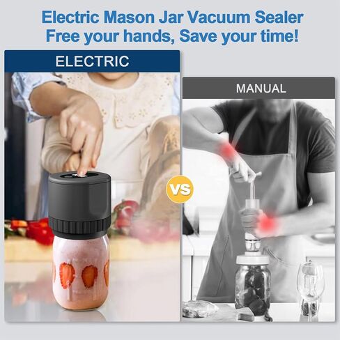 GeRRiT Electric Mason Jar Vacuum Sealer، جرة الطعام المنزلية فراغ السدادة لتعليب الجرار، مجموعة مانعة للتسرب فراغ جرة ميسون مع أغطية ماسون واسعة ومنتظمة الفم in Saudi Arabia