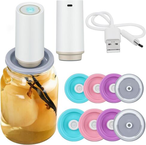 مجموعة أدوات تفريغ الهواء من ميسون مع أغطية بفم عادي وأغطية برطمان واسعة الفم، أغطية فراغ أوتوماتيكية قابلة لإعادة الاستخدام (متعددة الألوان) in Kuwait