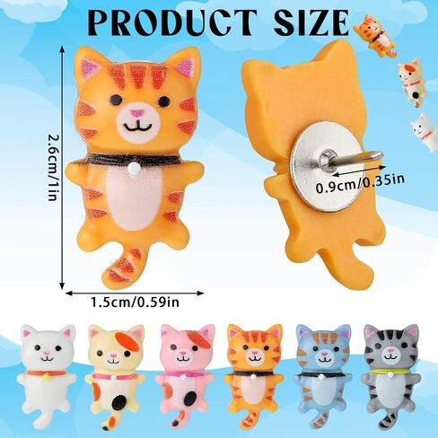 60 Pcs Cute Cat Push Pin Decorative Thumbtacks Animal Push Pins for Cork Board Bulletin Board Photo Wall Maps Memo Note Multi-Functional Pushpin Thumb Tacks Office Accessories, 10 Colors in Saudi Arabia
