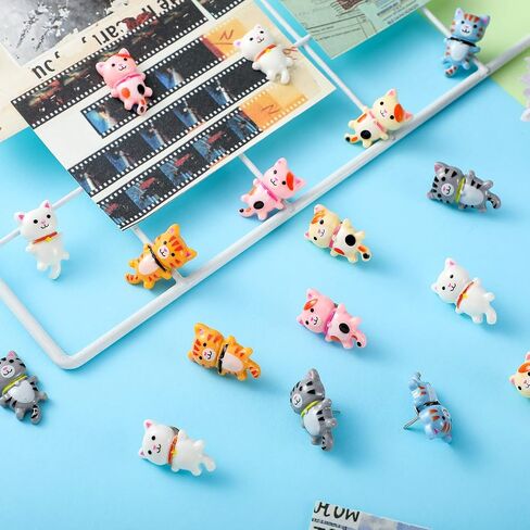 60 Pcs Cute Cat Push Pin Decorative Thumbtacks Animal Push Pins for Cork Board Bulletin Board Photo Wall Maps Memo Note Multi-Functional Pushpin Thumb Tacks Office Accessories, 10 Colors in Saudi Arabia