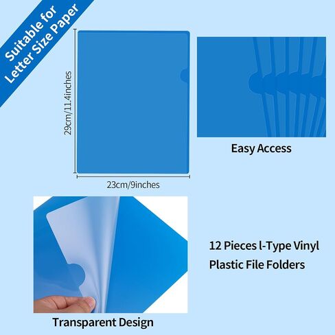 12 Pieces Clear Front Project Folder Report Covers Heavyweight Plastic l-Type Vinyl File Folders Plastic Presentation Folders Letter Size for 8.5x11inches Paper Documents in Saudi Arabia