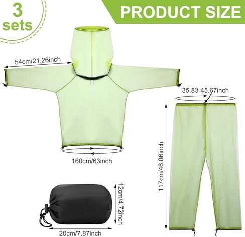 3 مجموعات من بدلات شبكة البعوض، سراويل شبكية للحشرات، سترة شبكية ذات قلنسوة، مجموعات سراويل خفيفة الوزن وقابلة للتنفس، ملابس للجسم مقاومة للحشرات لصيد الأسماك والمشي لمسافات طويلة والتخييم والزراعة والبستنة، مقاس L/XL in Kuwait