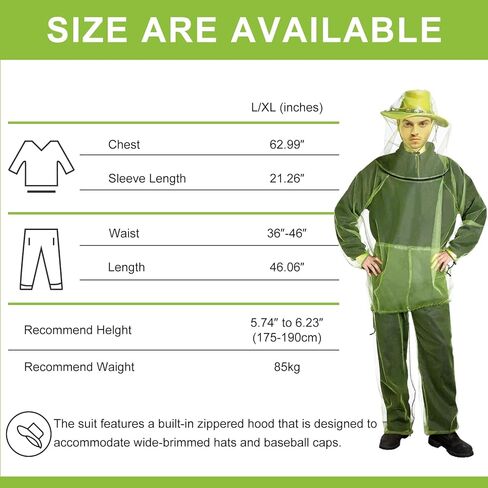 3 مجموعات من بدلات شبكة البعوض، سراويل شبكية للحشرات، سترة شبكية ذات قلنسوة، مجموعات سراويل خفيفة الوزن وقابلة للتنفس، ملابس للجسم مقاومة للحشرات لصيد الأسماك والمشي لمسافات طويلة والتخييم والزراعة والبستنة، مقاس L/XL in Kuwait