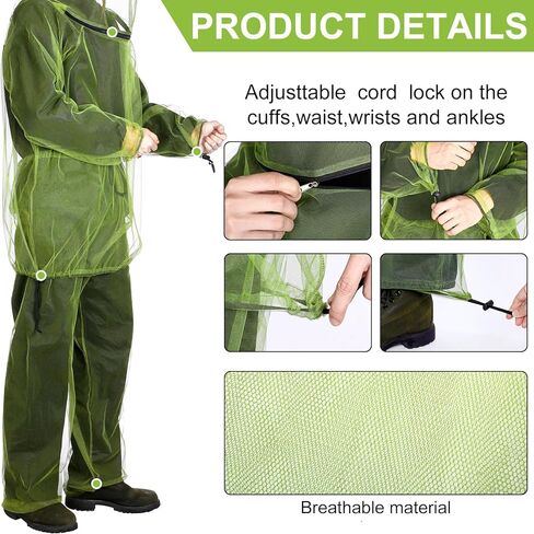 3 مجموعات من بدلات شبكة البعوض، سراويل شبكية للحشرات، سترة شبكية ذات قلنسوة، مجموعات سراويل خفيفة الوزن وقابلة للتنفس، ملابس للجسم مقاومة للحشرات لصيد الأسماك والمشي لمسافات طويلة والتخييم والزراعة والبستنة، مقاس L/XL in Kuwait