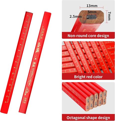 204 قطعة من أقلام رصاص النجار، 200 قطعة من أقلام الرصاص المسطحة مقاس 7 بوصة مع 2 مبراة وممحاة، مجموعة أقلام رصاص للمقاولات لأداة وضع علامات على الأعمال الخشبية in Kuwait