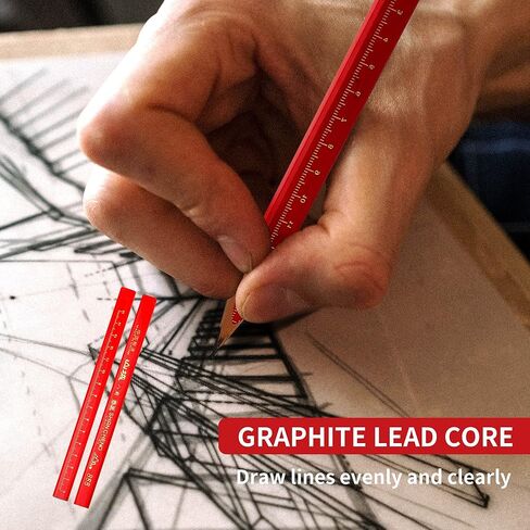 204 قطعة من أقلام رصاص النجار، 200 قطعة من أقلام الرصاص المسطحة مقاس 7 بوصة مع 2 مبراة وممحاة، مجموعة أقلام رصاص للمقاولات لأداة وضع علامات على الأعمال الخشبية in Kuwait