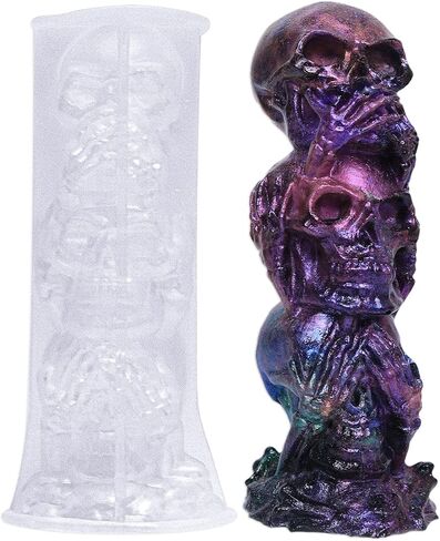 3D Witchy Silicone Molds 4-in-Set Skull Skeleton Tombstone Coffin for Epoxy Resin Candle Aromatherapy Soap Making Wax Plaster Craft Projects in Saudi Arabia