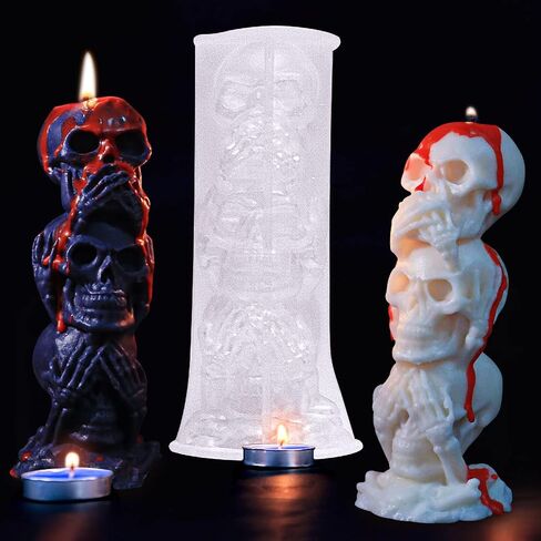 3D Witchy Silicone Molds 4-in-Set Skull Skeleton Tombstone Coffin for Epoxy Resin Candle Aromatherapy Soap Making Wax Plaster Craft Projects in Saudi Arabia