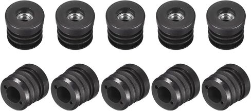 uxcell 4Pcs Plastic Threaded Tube Inserts with M8 Thread, for 25mm/0.98" OD Round Tube, Adjustable Round Black Plastic Plug Caster Insert Chair End Caps Furniture Leg Plug in Saudi Arabia