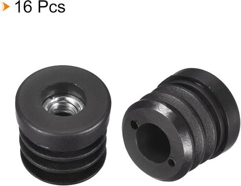 uxcell 4Pcs Plastic Threaded Tube Inserts with M8 Thread, for 25mm/0.98" OD Round Tube, Adjustable Round Black Plastic Plug Caster Insert Chair End Caps Furniture Leg Plug in Saudi Arabia